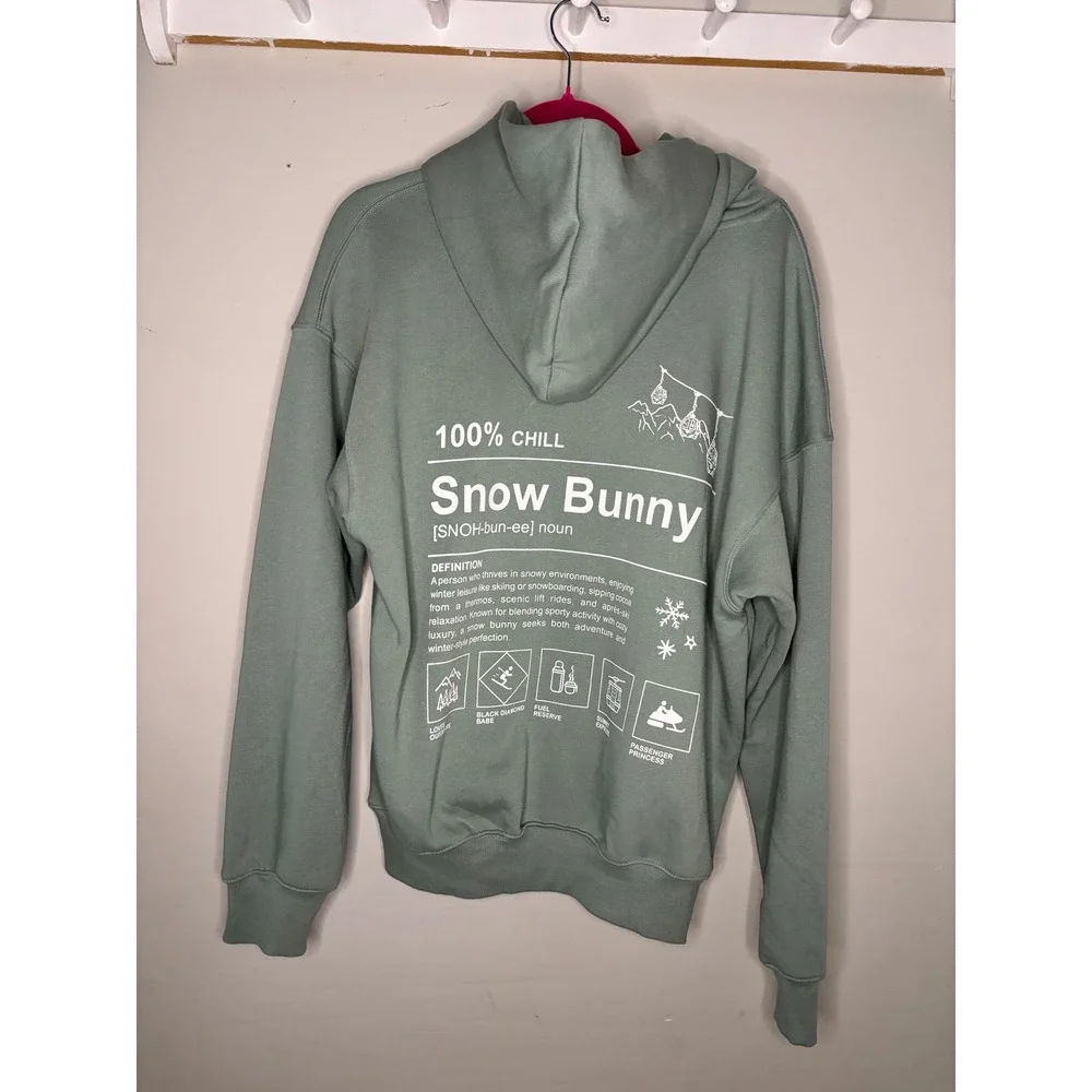 NWT Wild Fable Viral 100%‎ Chill Snow Bunny Recalled Target Hoodie Green Size M - Picture 4 of 7